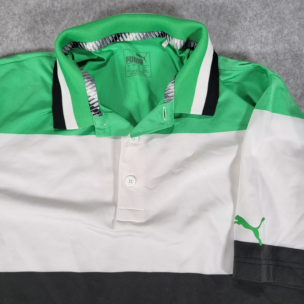 Puma Short Sleeve Nineties Golf Polo Mens Small Irish Green Colorblock